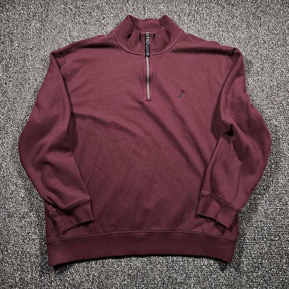 Nautica Quarter Zip Sweatshirt Men’s XXL Maroon Cotton Pullover Casual Logo - Picture 1 of 6